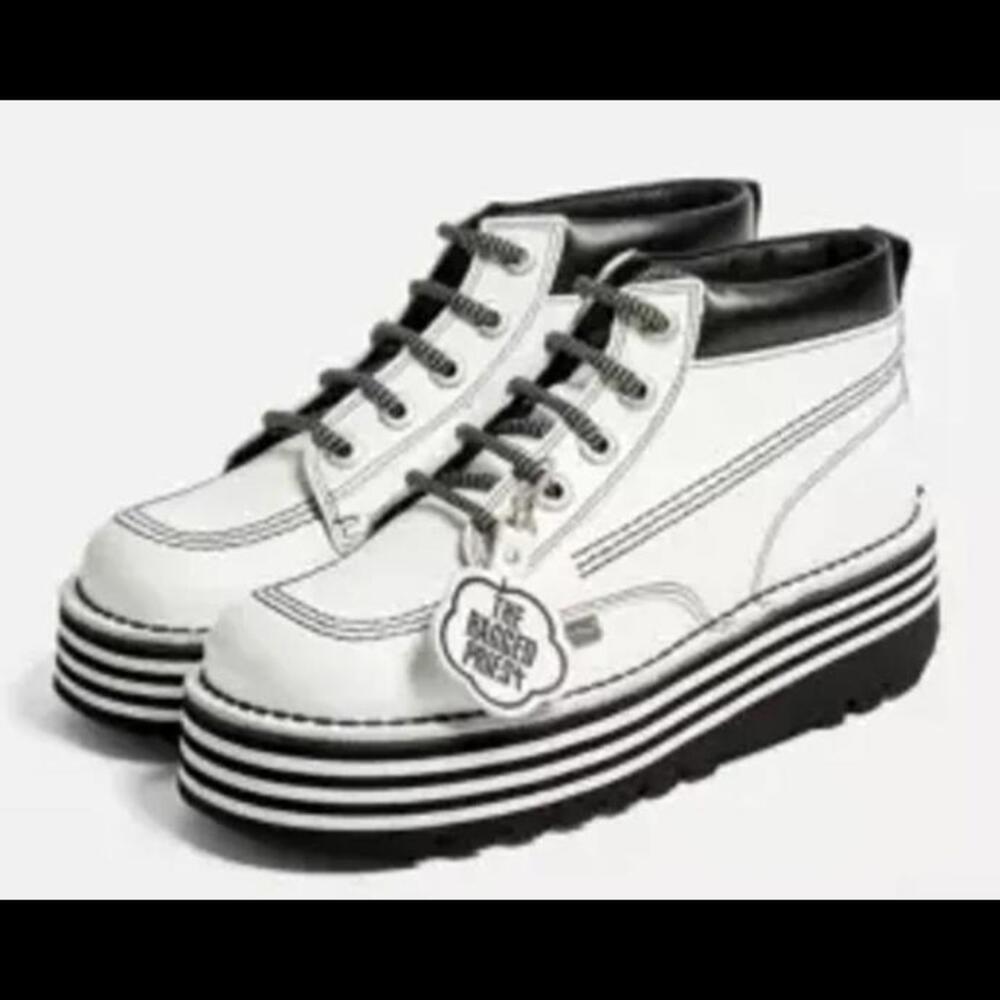 Kickers X The Ragged Priest Boots White/Black Women's 9.5